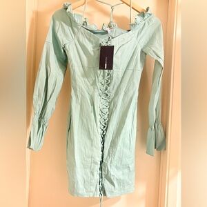 Fashion Nova Mint Long Sleeve Dress